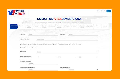 Visas de una Datos personales