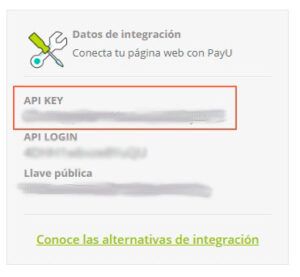 Configuración técnica apikey Payu