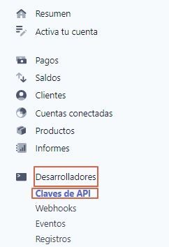 claves api stripe