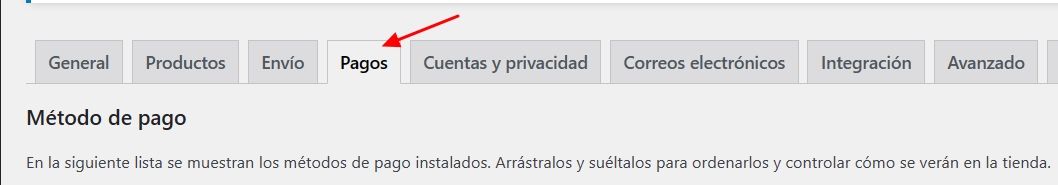 seccion pagos WooCommerce
