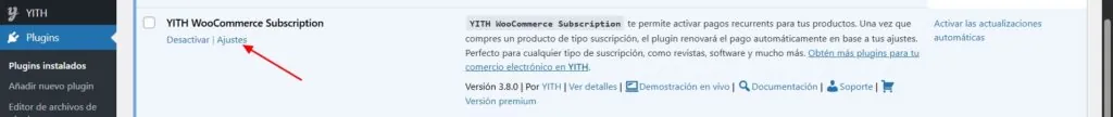 ajustes plugin yith woocommerce subscription